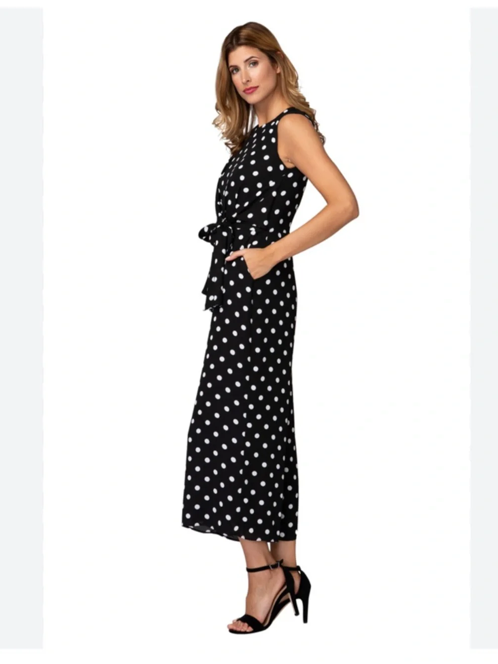 Calvin Klein Navy blue and White Polka Dot sleeveless jumpsuit - Picture 3 of 9